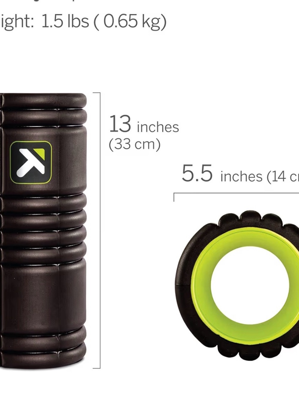 Black Foam Roller with Lime Accents - Grid 1.0 - Picture 2 of 3
